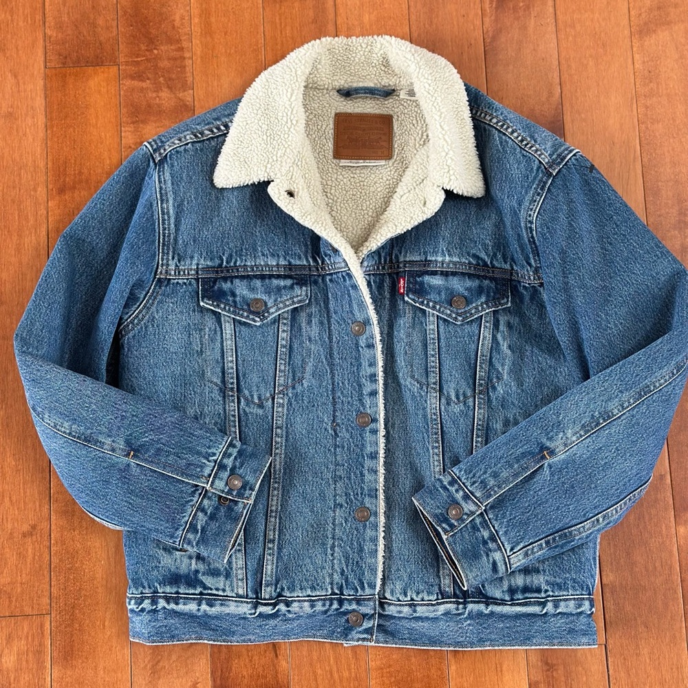 Levi's Blue Denim Sherpa Jacket